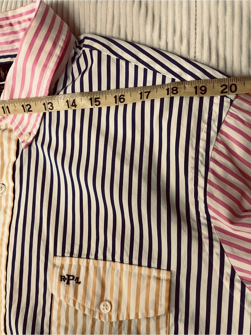Ralph Lauren Blue and Yellow And Pink Striped Men's Button Down Shirt - Picture 7 of 11